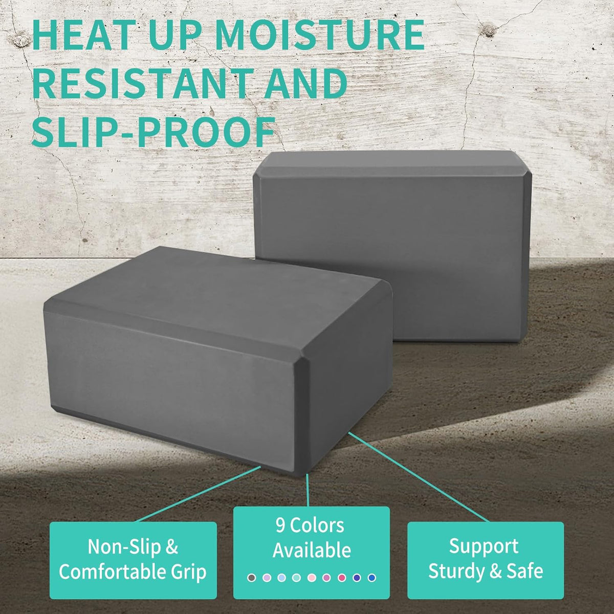 Yoga Blocks, Non Slip Yoga Bricks, Portable & Lightweight