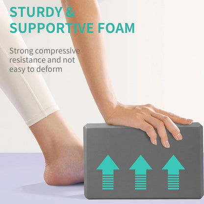 Yoga Blocks, Non Slip Yoga Bricks, Portable & Lightweight