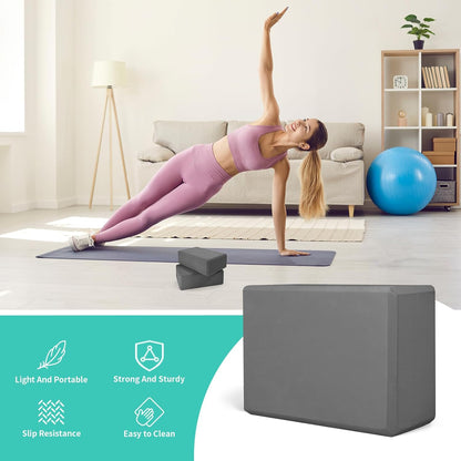 Yoga Blocks, Non Slip Yoga Bricks, Portable & Lightweight
