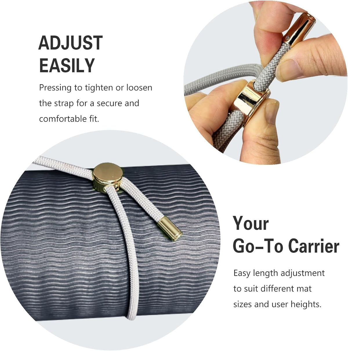 Yoga Mat Strap - 8MM Adjustable Paracord Carrier for Carrying Yoga Mats, Camping Pads & Blankets (Strap Only)