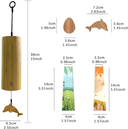 Bamboo Wind Chimes for Sound Healing, Meditation, Relaxing Emotions, Chord Wind Chimes Hand-Cranked Unique Decor Gardening Gift for Outdoor Decoration