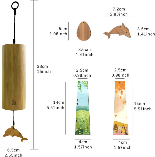 Bamboo Wind Chimes for Sound Healing, Meditation, Relaxing Emotions, Chord Wind Chimes Hand-Cranked Unique Decor Gardening Gift for Outdoor Decoration