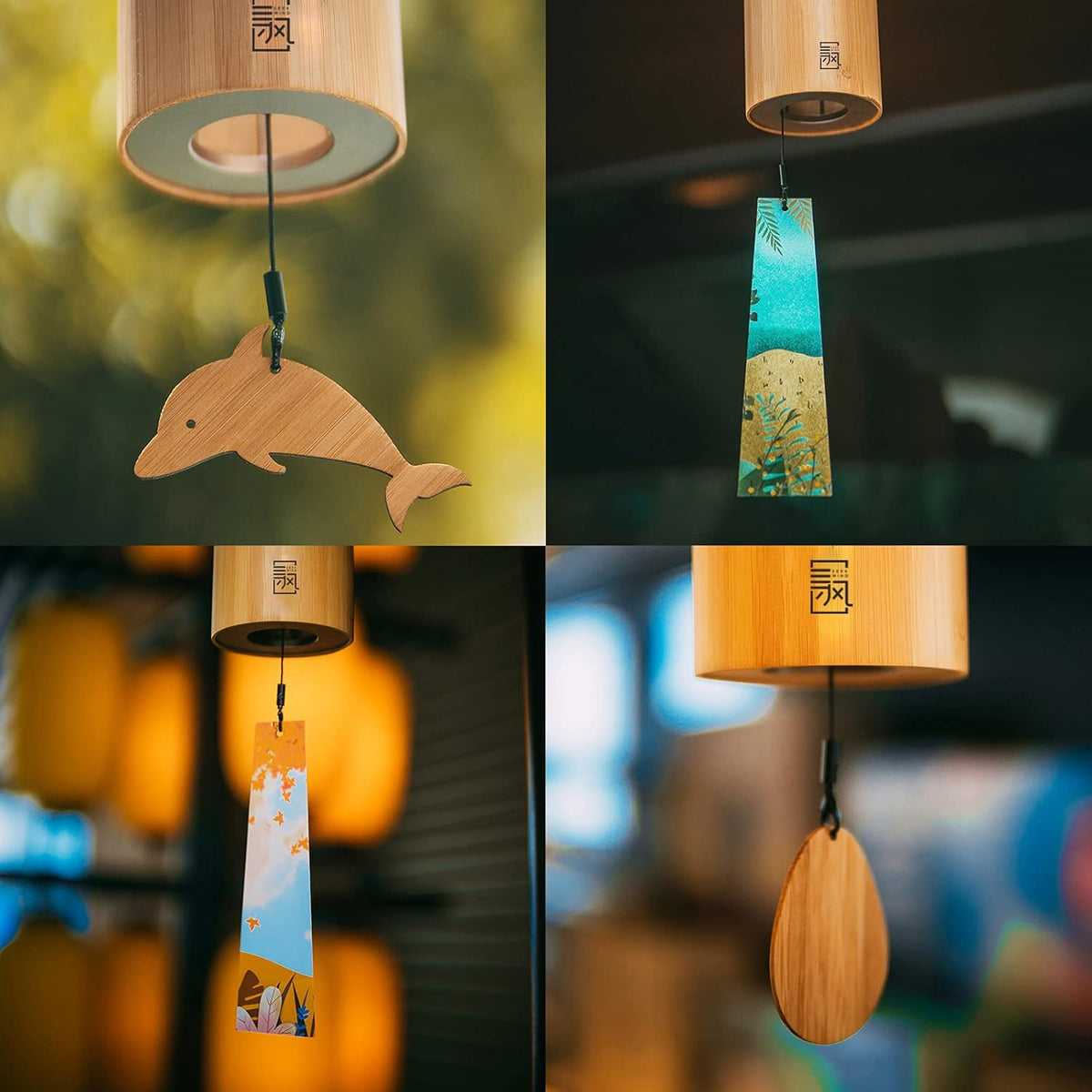 Bamboo Wind Chimes for Sound Healing, Meditation, Relaxing Emotions, Chord Wind Chimes Hand-Cranked Unique Decor Gardening Gift for Outdoor Decoration