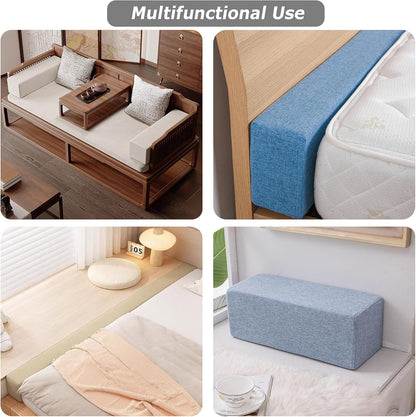 Rectangular Sofa Arm Rest Pillow Bed Gap Filler with Removable Washable Cover for Home Couch Bed Car Living Room, Custom Size Head Support Yoga Bolster (60 * 20 * 20cm,Black)