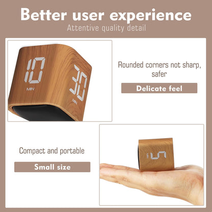 Productivity Cube Timer, Wood Grain Finish, 5/10/30/60 Min Presets