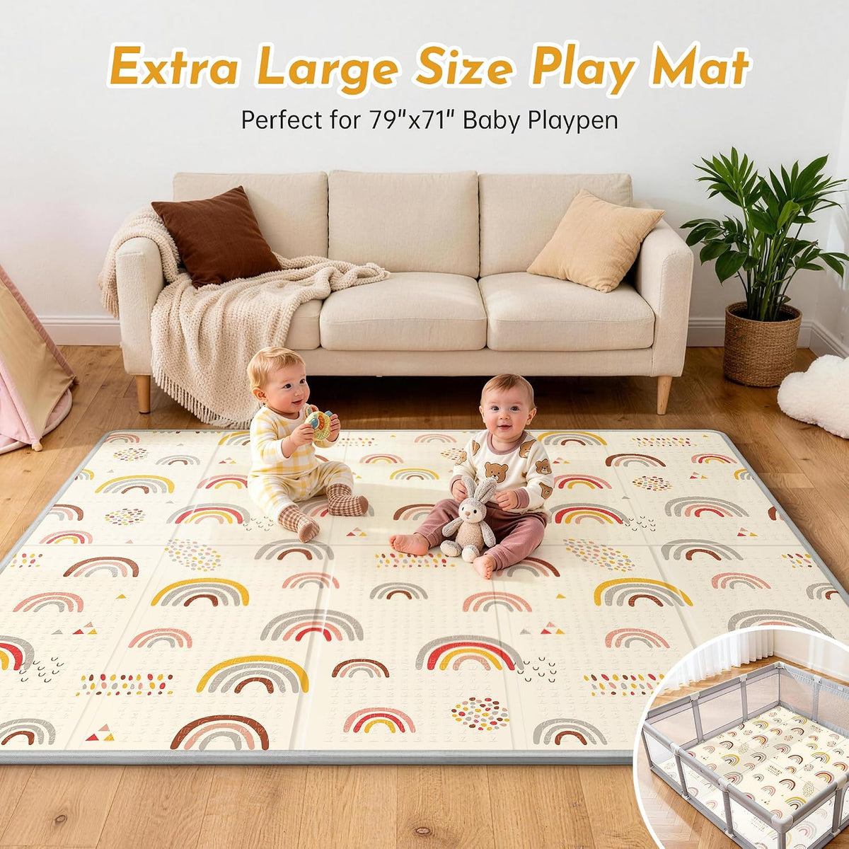 Extra Large Baby Play Mat 79x70, Foldable Baby Play Mat,0.4" Playmat