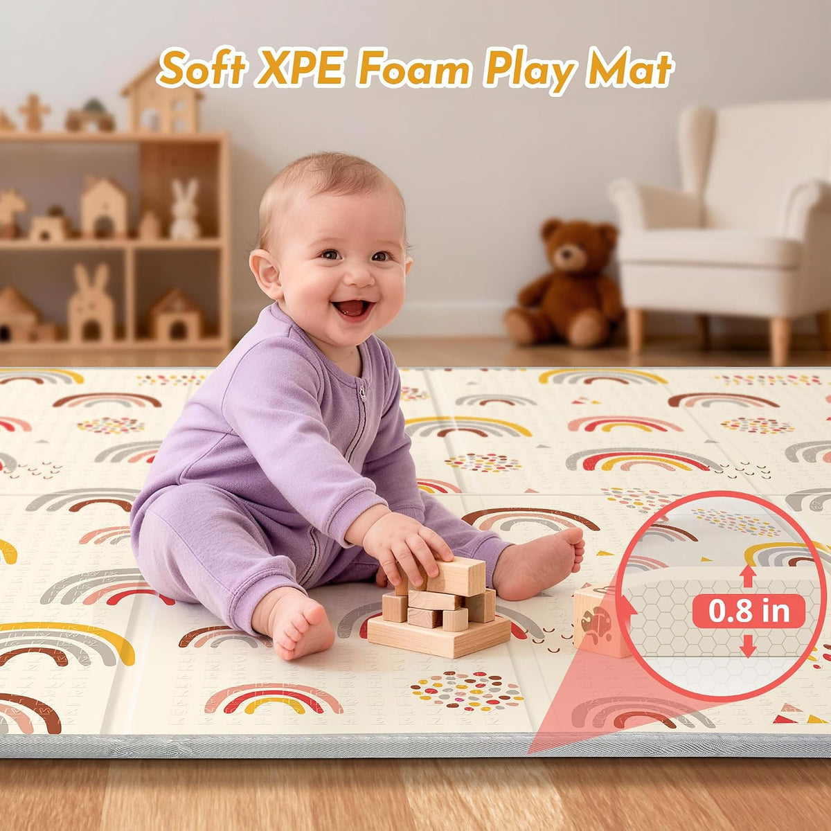 Extra Large Baby Play Mat 79x70, Foldable Baby Play Mat,0.4" Playmat