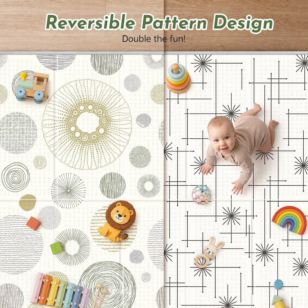 Extra Large Baby Play Mat 79x70, Foldable Baby Play Mat,0.4" Playmat