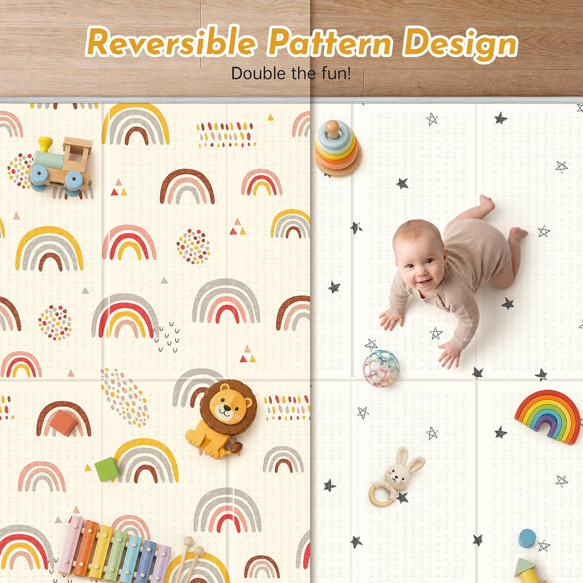 Extra Large Baby Play Mat 79x70, Foldable Baby Play Mat,0.4" Playmat