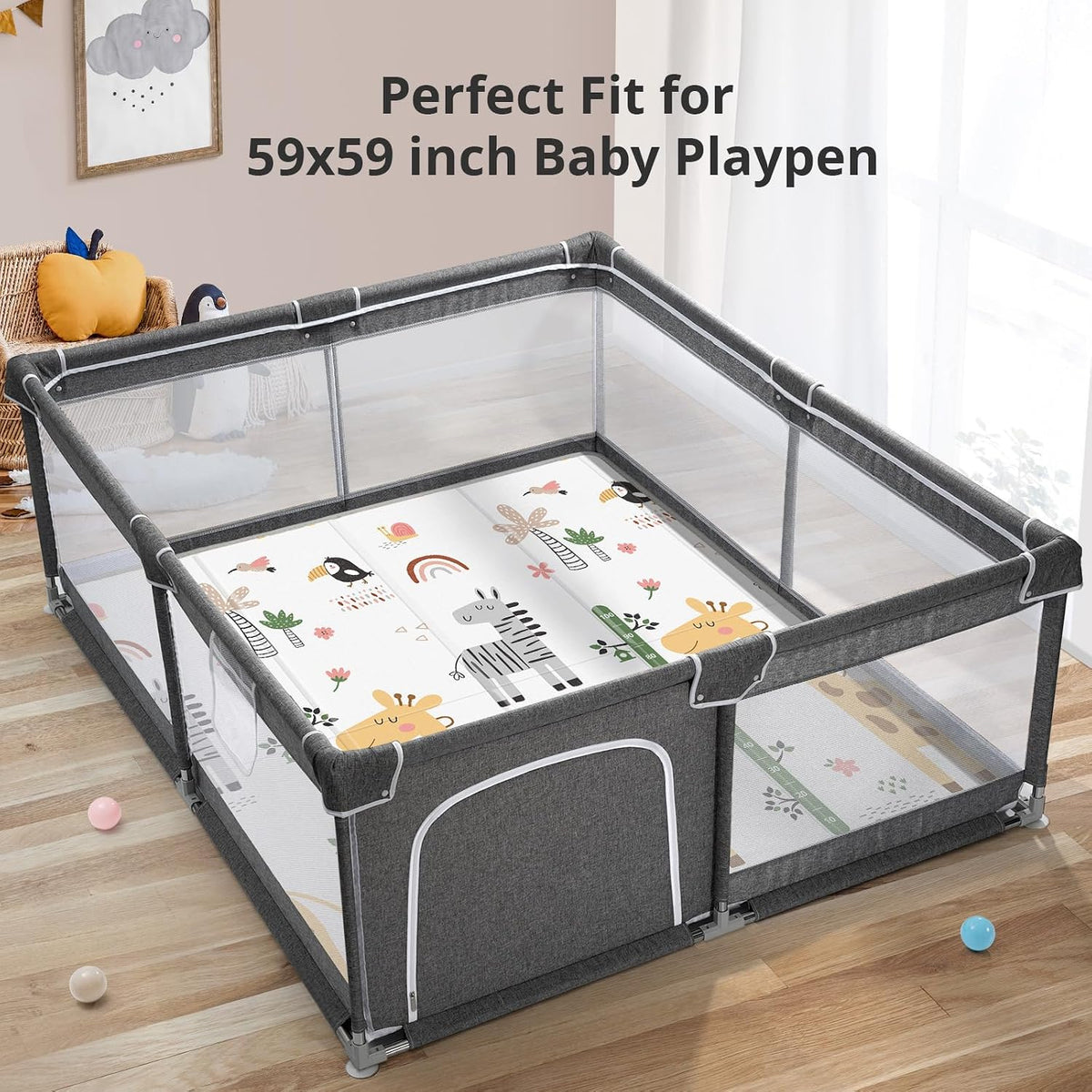 Extra Large Baby Play Mat 79x70, Foldable Baby Play Mat,0.4" Playmat
