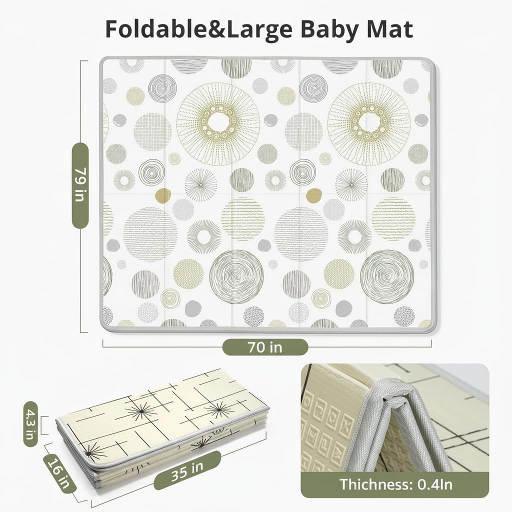 Extra Large Baby Play Mat 79x70, Foldable Baby Play Mat,0.4" Playmat