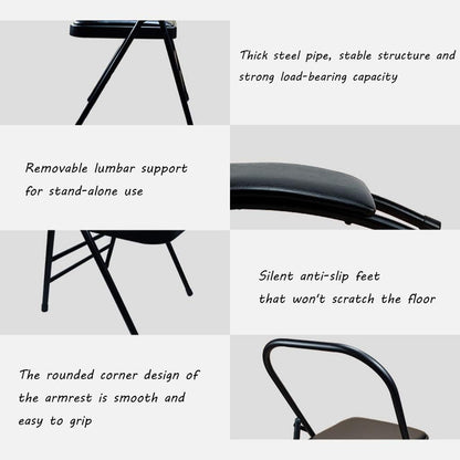 Pilates Yoga Chair,Metal Folding Chair, Removable Seat Cushion,Yoga Assist Chair with Back Support,Portable Inversion Chair,Backless Yoga Chair,Black,Without Lumbar Support
