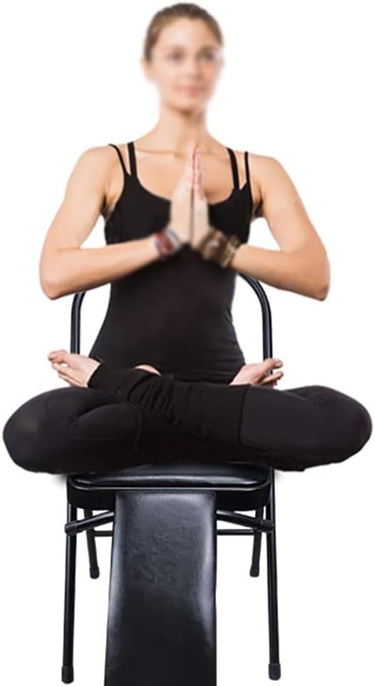 Pilates Yoga Chair,Metal Folding Chair, Removable Seat Cushion,Yoga Assist Chair with Back Support,Portable Inversion Chair,Backless Yoga Chair,Black,Without Lumbar Support
