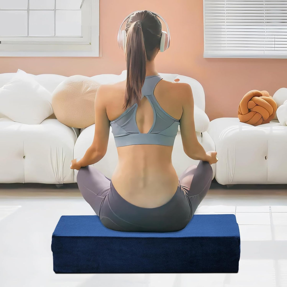 Yoga Bolster Pillow for Meditation and Support，Rectangular Meditation Pillow for Restorative Yoga，26.5"X9.5" X6"