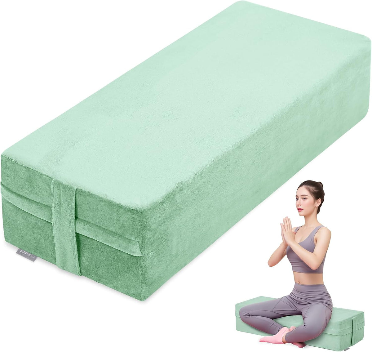 Yoga Bolster Pillow for Meditation and Support，Rectangular Meditation Pillow for Restorative Yoga，26.5"X9.5" X6"