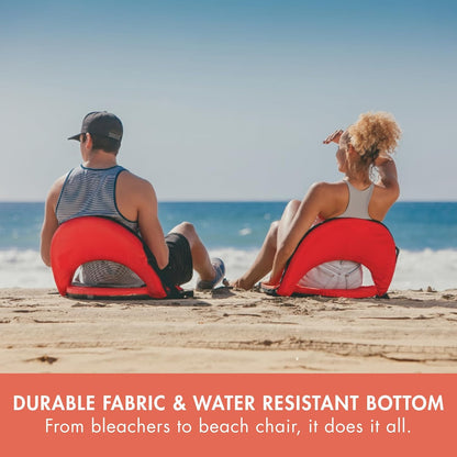 PICNIC TIME Oniva Portable Reclining Stadium Seat with Back Support, Folding Bleacher Chairs with Back and Cushion, Thick Padded Bench Seat and Armrest, Includes Six Backrest Positions