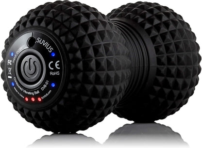 Vibrating Peanut Roller - 4 Vibration Levels - Rechargeable - Muscle Roller for Deep Tissue Massage and Muscle Recovery - Massager for Back, Neck, Foot, Leg, and Body - Black