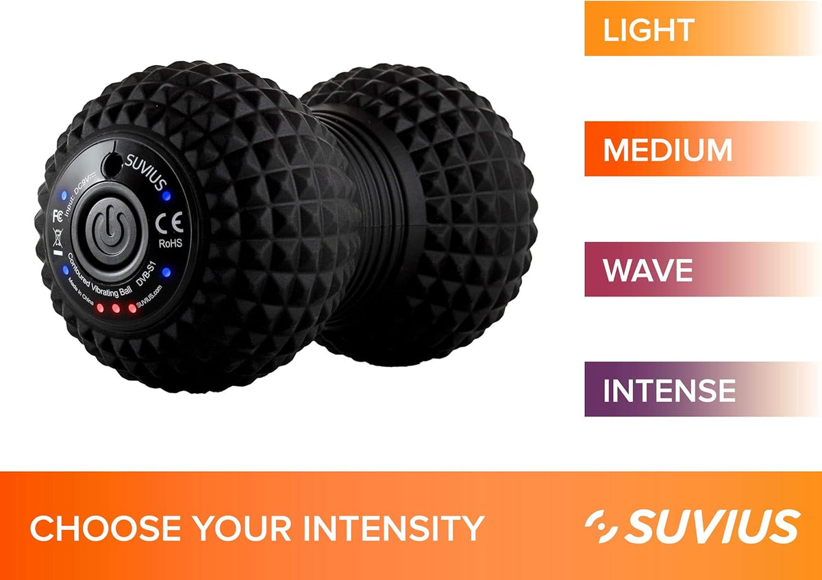 Vibrating Peanut Roller - 4 Vibration Levels - Rechargeable - Muscle Roller for Deep Tissue Massage and Muscle Recovery - Massager for Back, Neck, Foot, Leg, and Body - Black