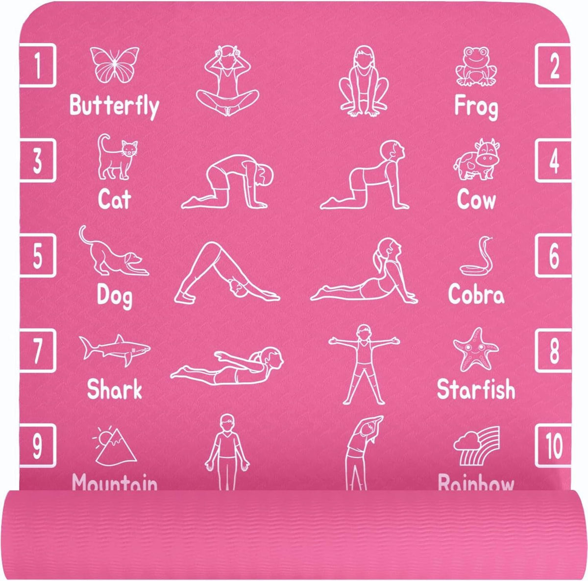 Kids Yoga Mat - Non-Slip Lightweight TPE Exercise Mat - Ideal for Boys & Girls (Ages 3-12), Toddlers & Children in Kindergarten, Preschool, School. PVC Free. 6mm Thick. Carry Strap