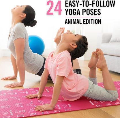 Kids Yoga Mat - Non-Slip Lightweight TPE Exercise Mat - Ideal for Boys & Girls (Ages 3-12), Toddlers & Children in Kindergarten, Preschool, School. PVC Free. 6mm Thick. Carry Strap