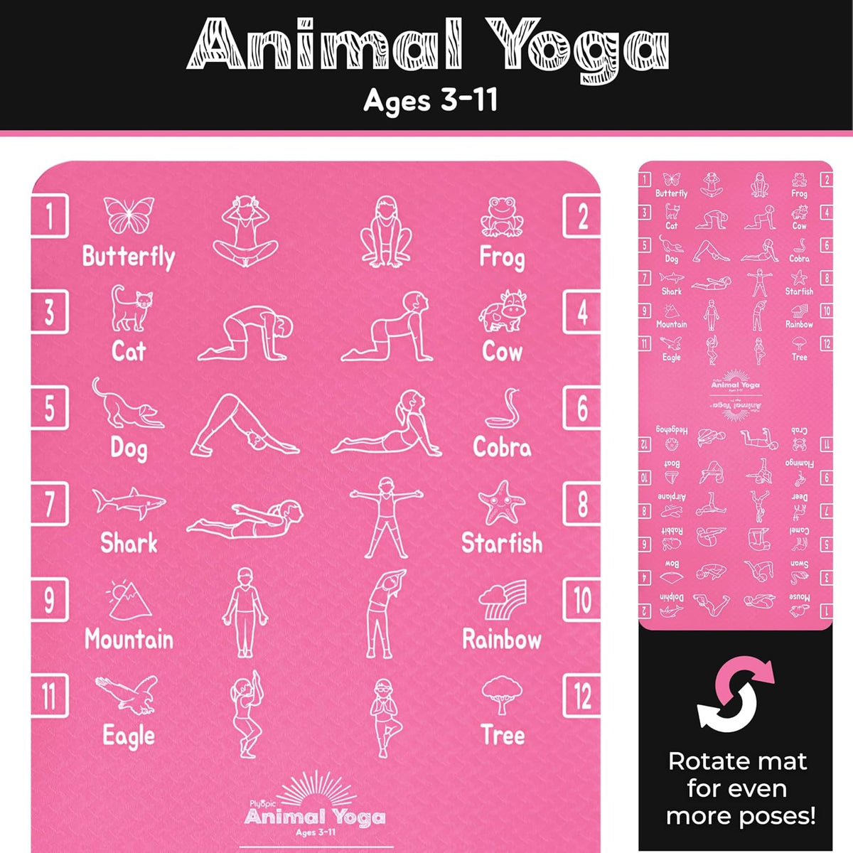 Kids Yoga Mat - Non-Slip Lightweight TPE Exercise Mat - Ideal for Boys & Girls (Ages 3-12), Toddlers & Children in Kindergarten, Preschool, School. PVC Free. 6mm Thick. Carry Strap