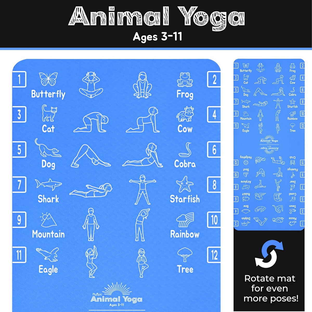 Kids Yoga Mat - Non-Slip Lightweight TPE Exercise Mat - Ideal for Boys & Girls (Ages 3-12), Toddlers & Children in Kindergarten, Preschool, School. PVC Free. 6mm Thick. Carry Strap
