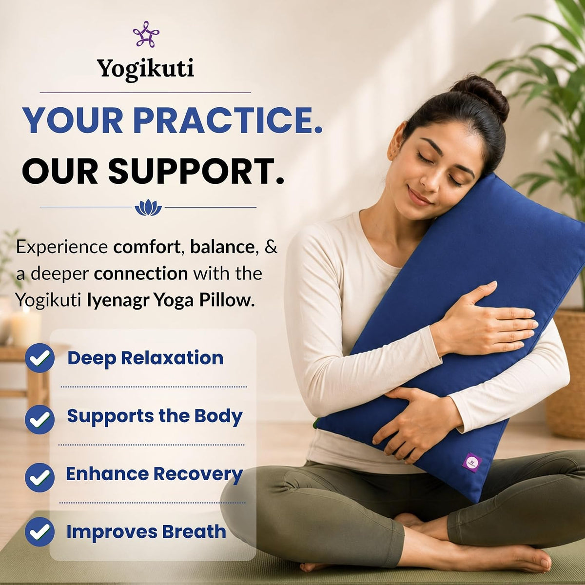 Yoga Pillow, Yoga Pillow for Meditation Practices, Versatile Meditation Bolster, Comfortable Floor & Kneeling Pillow, Iyengar yoga pilow - Comfort for Every Practice