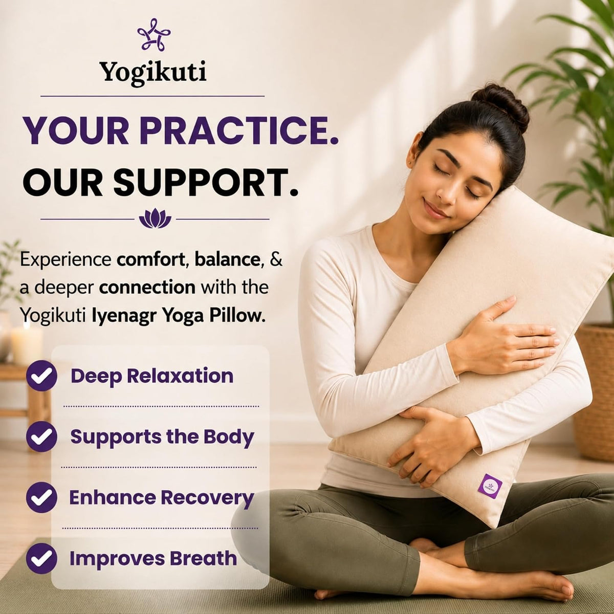 Yoga Pillow, Yoga Pillow for Meditation Practices, Versatile Meditation Bolster, Comfortable Floor & Kneeling Pillow, Iyengar yoga pilow - Comfort for Every Practice