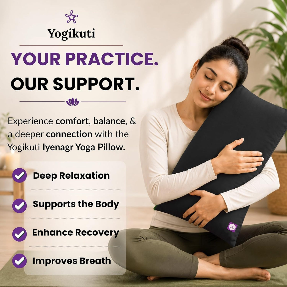 Yoga Pillow, Yoga Pillow for Meditation Practices, Versatile Meditation Bolster, Comfortable Floor & Kneeling Pillow, Iyengar yoga pilow - Comfort for Every Practice