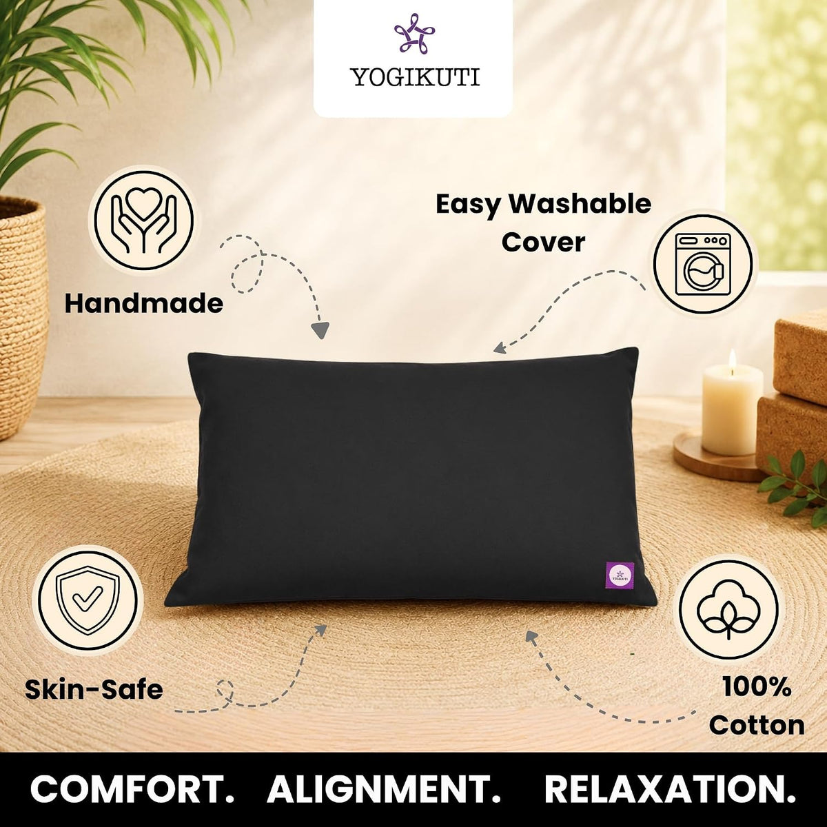 Yoga Pillow, Yoga Pillow for Meditation Practices, Versatile Meditation Bolster, Comfortable Floor & Kneeling Pillow, Iyengar yoga pilow - Comfort for Every Practice