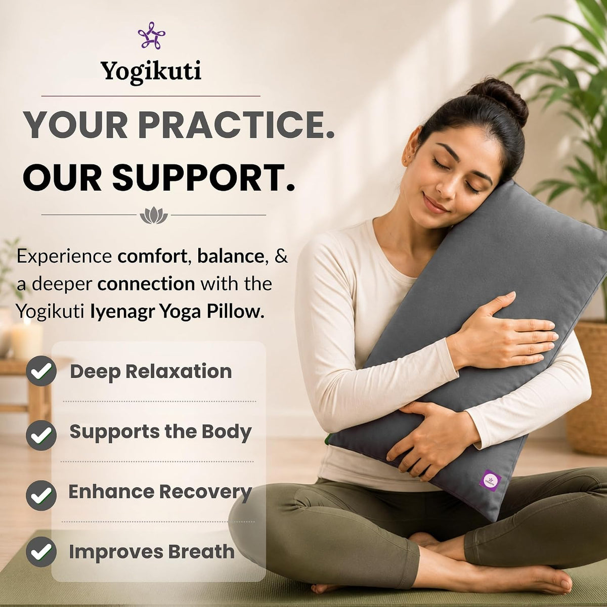 Yoga Pillow, Yoga Pillow for Meditation Practices, Versatile Meditation Bolster, Comfortable Floor & Kneeling Pillow, Iyengar yoga pilow - Comfort for Every Practice