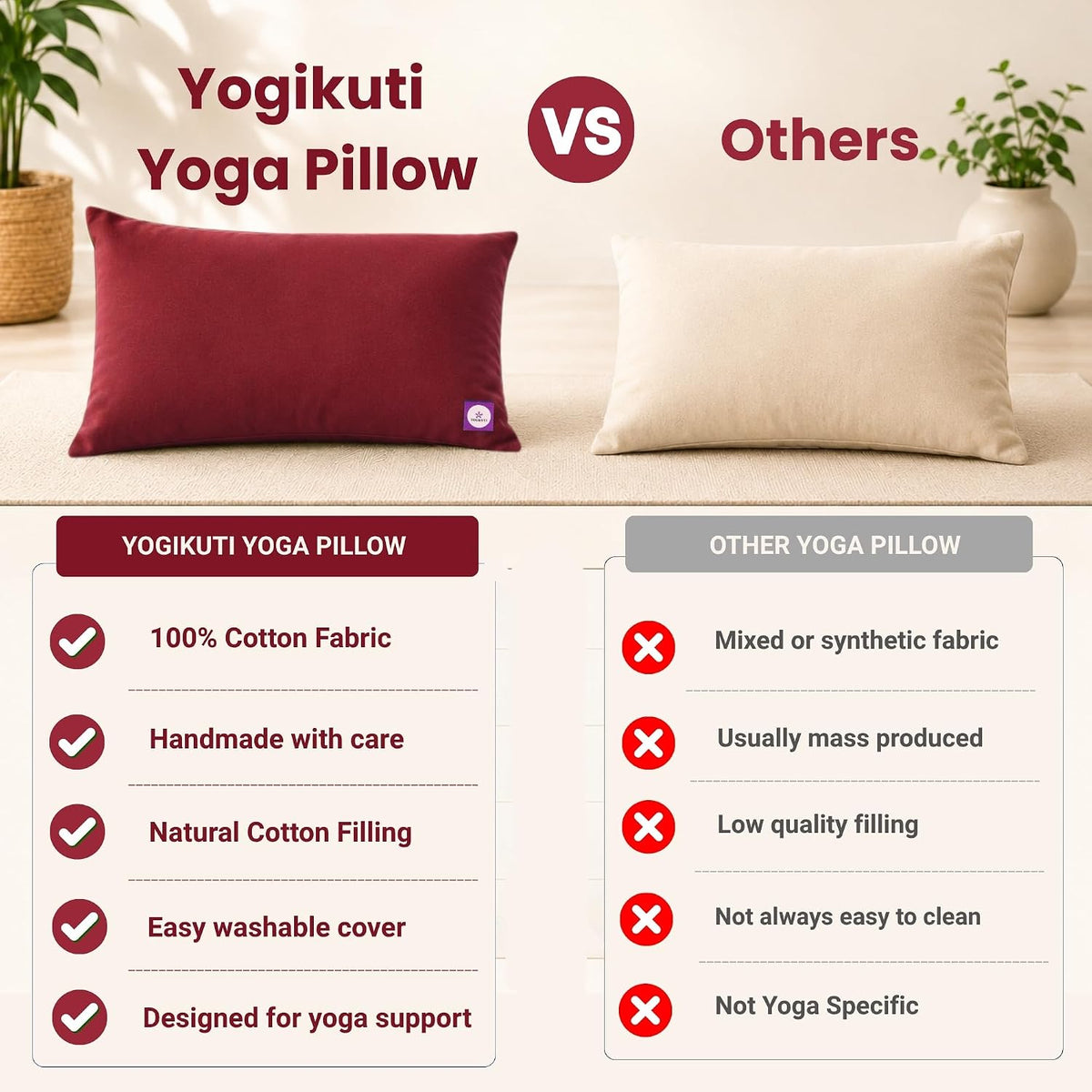 Yoga Pillow, Yoga Pillow for Meditation Practices, Versatile Meditation Bolster, Comfortable Floor & Kneeling Pillow, Iyengar yoga pilow - Comfort for Every Practice