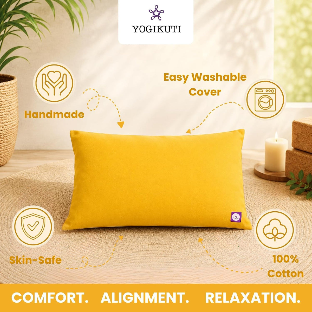 Yoga Pillow, Yoga Pillow for Meditation Practices, Versatile Meditation Bolster, Comfortable Floor & Kneeling Pillow, Iyengar yoga pilow - Comfort for Every Practice