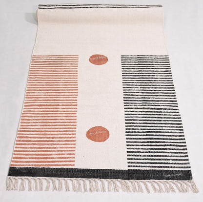 2x6 Ft Geometric Pattern Indian Handmade Cotton Runner Extra Large Hand Woven Flat Weave Yellow Black High Traffic Area Indian Yoga Mat Runner Low Pile Indoor Outdoor Use Rug - Colors A