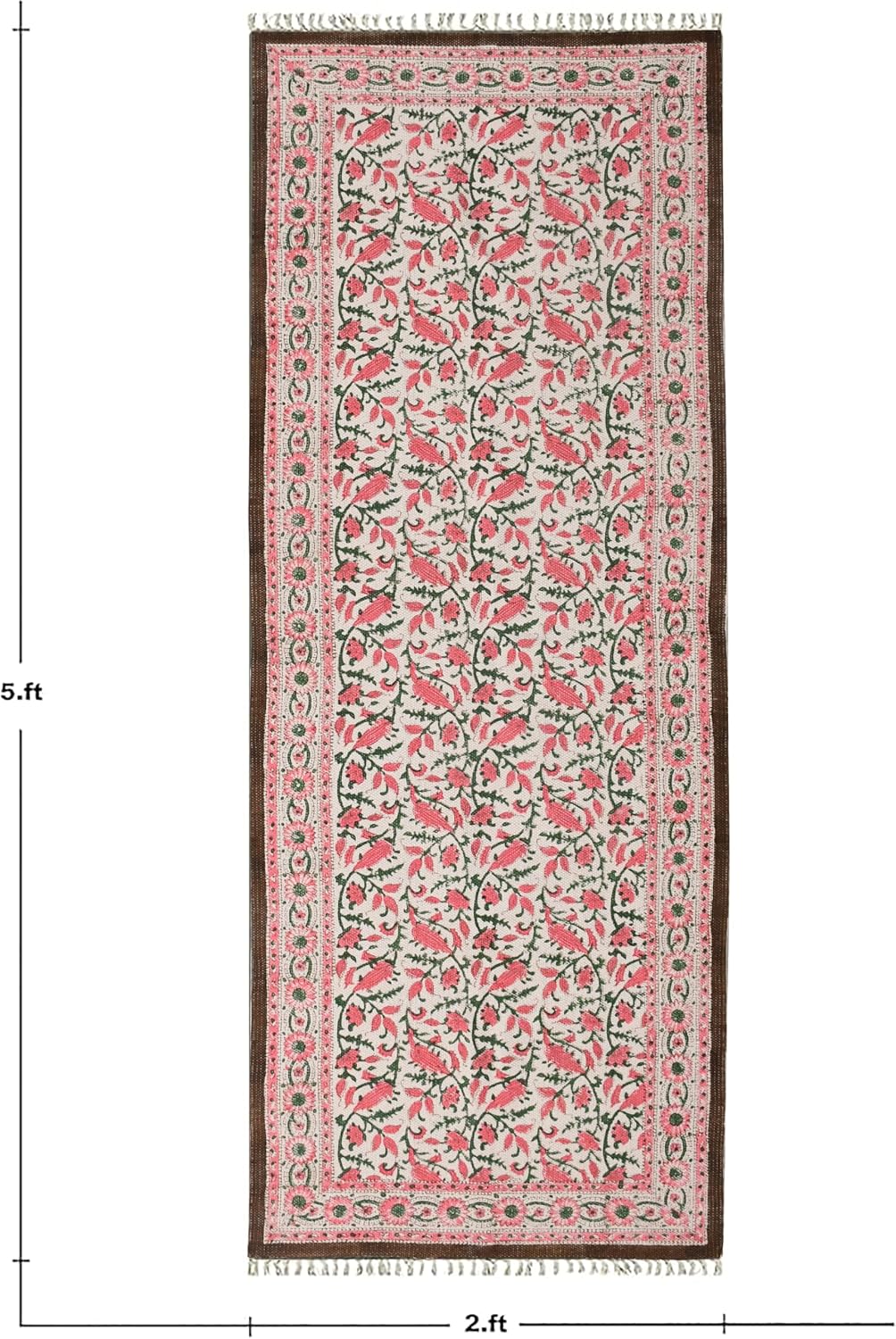 2x6 Ft Geometric Pattern Indian Handmade Cotton Runner Extra Large Hand Woven Flat Weave Yellow Black High Traffic Area Indian Yoga Mat Runner Low Pile Indoor Outdoor Use Rug - Colors A