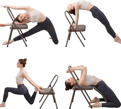 Yoga Auxiliary Chair with Lumbar Back Support for Abs & Core, Balance Handstand, Flexibility and Strength Training and Back Pain Relieving.