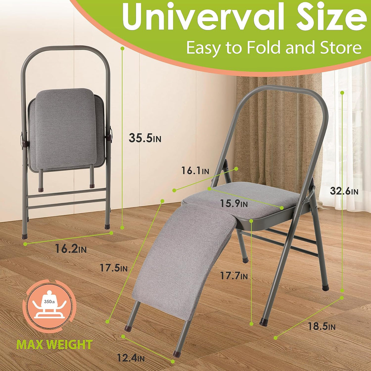 Yoga Auxiliary Chair with Lumbar Back Support for Abs & Core, Balance Handstand, Flexibility and Strength Training and Back Pain Relieving.
