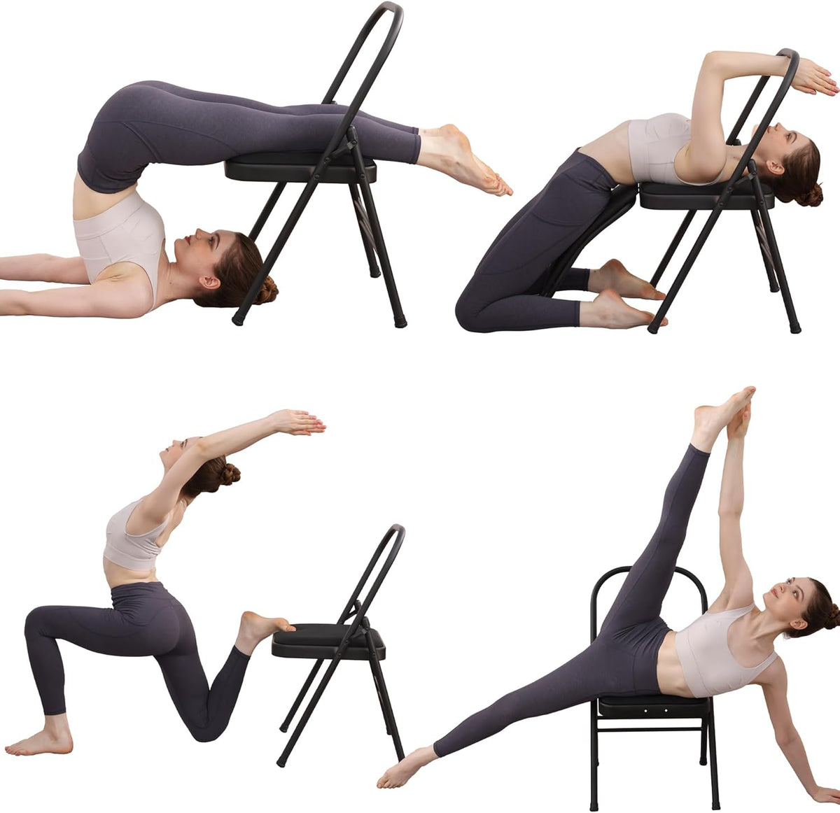 Yoga Auxiliary Chair with Lumbar Back Support for Abs & Core, Balance Handstand, Flexibility and Strength Training and Back Pain Relieving.