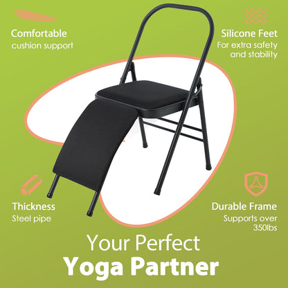 Yoga Auxiliary Chair with Lumbar Back Support for Abs & Core, Balance Handstand, Flexibility and Strength Training and Back Pain Relieving.