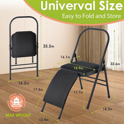 Yoga Auxiliary Chair with Lumbar Back Support for Abs & Core, Balance Handstand, Flexibility and Strength Training and Back Pain Relieving.