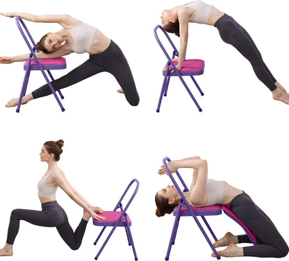 Yoga Auxiliary Chair with Lumbar Back Support for Abs & Core, Balance Handstand, Flexibility and Strength Training and Back Pain Relieving.
