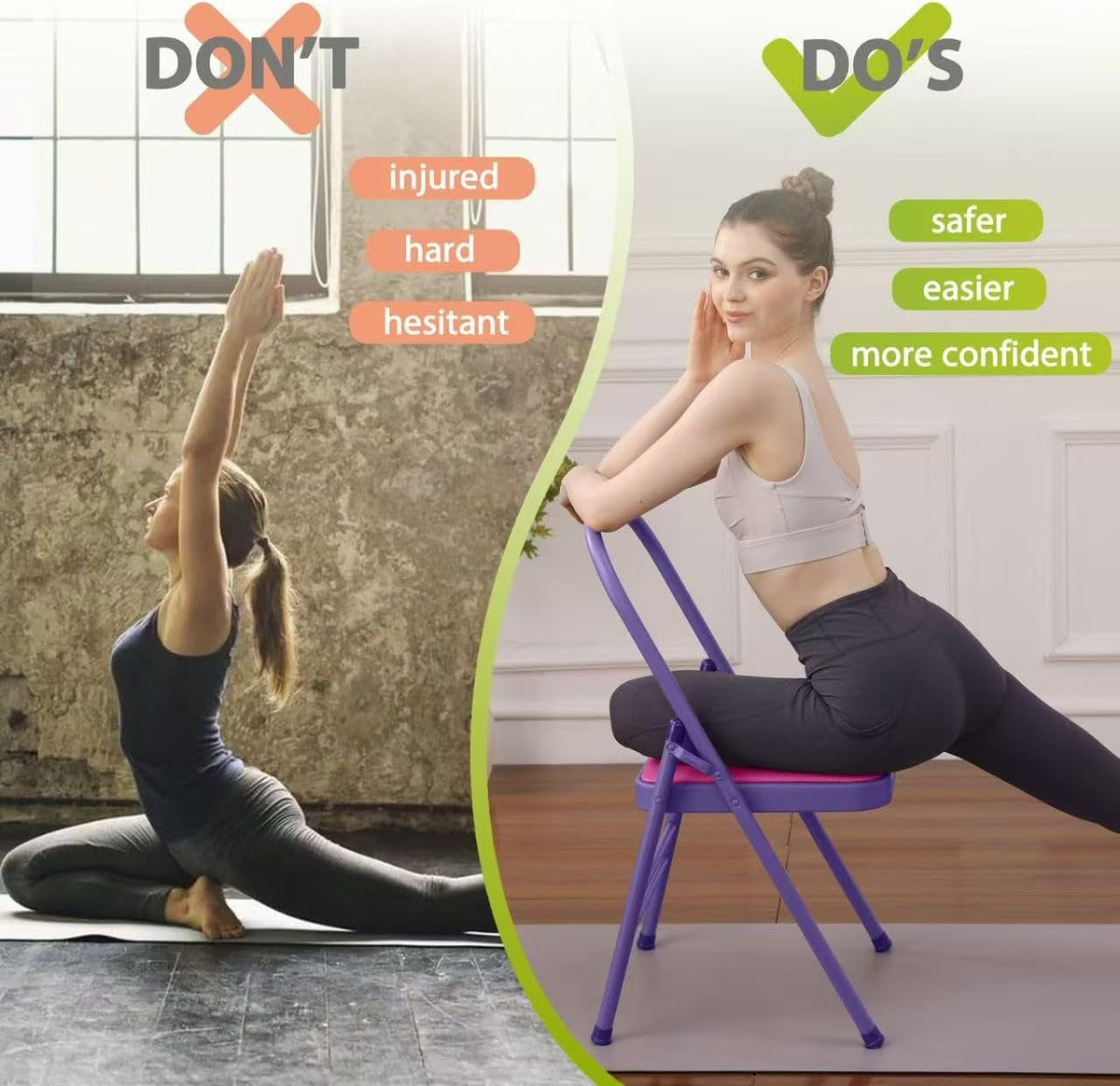 Yoga Auxiliary Chair with Lumbar Back Support for Abs & Core, Balance Handstand, Flexibility and Strength Training and Back Pain Relieving.