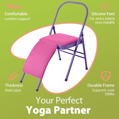 Yoga Auxiliary Chair with Lumbar Back Support for Abs & Core, Balance Handstand, Flexibility and Strength Training and Back Pain Relieving.
