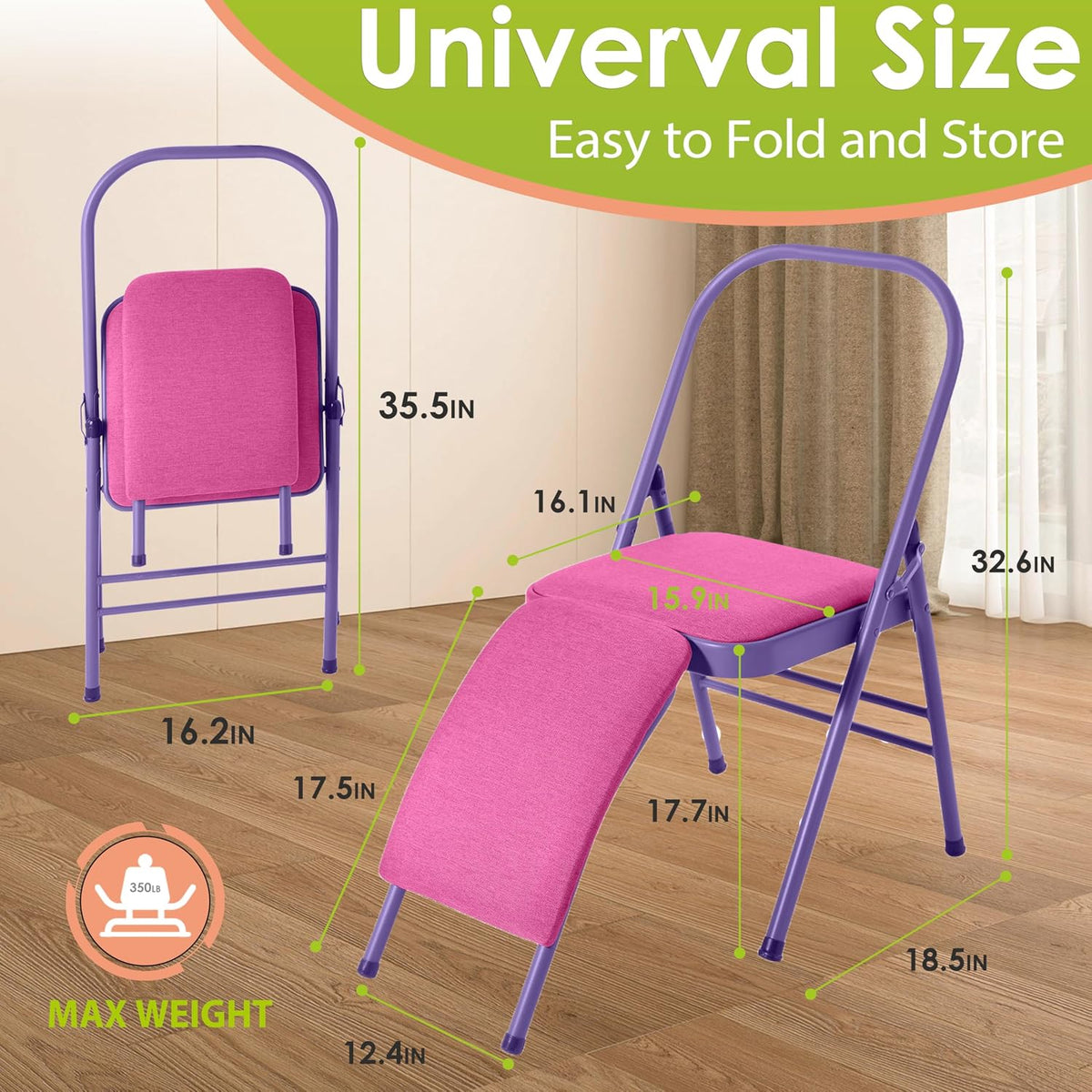 Yoga Auxiliary Chair with Lumbar Back Support for Abs & Core, Balance Handstand, Flexibility and Strength Training and Back Pain Relieving.