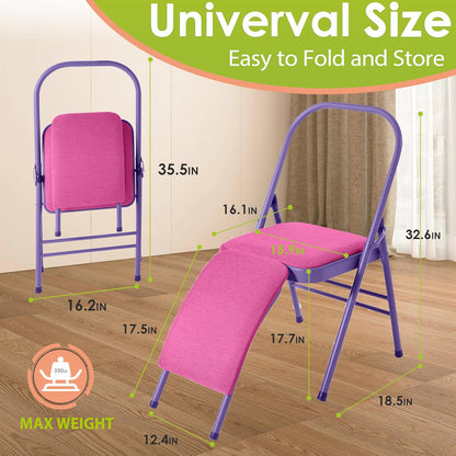 Yoga Auxiliary Chair with Lumbar Back Support for Abs & Core, Balance Handstand, Flexibility and Strength Training and Back Pain Relieving.