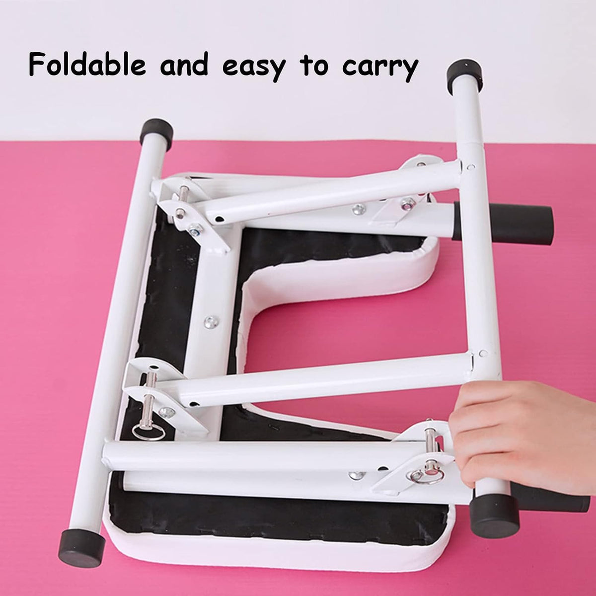 Yoga Headstand Bench, Foldable Inversion Chair with Armrests, for Home Gym and Yoga Studio,Black/White, 49×51×36 cm,49 * 51 * 36cm-Black