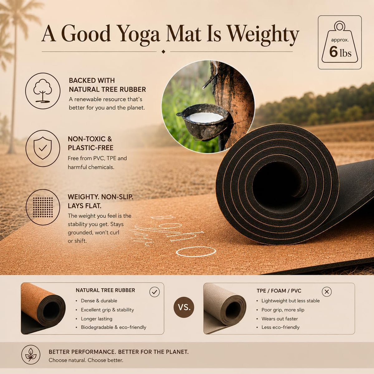 Deluxe Cork Yoga Mat | Eco-Luxury Editions Cork Leather, Coffee or Gold Cork | 5mm Natural Tree Rubber Base | Boho Macramé Bag Included