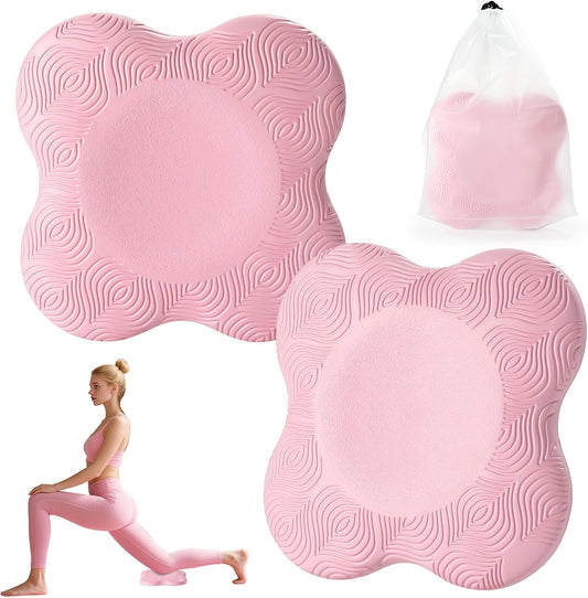 2 Pack Yoga Knee Pads Mat Set - Extra Thick Foam Kneeling Pad Cushion for Knees, Elbows, Wrists, Head - Yoga Essentials for Women Men, Non-Slip Pilates, Meditation, Floor Workouts