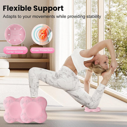 2 Pack Yoga Knee Pads Mat Set - Extra Thick Foam Kneeling Pad Cushion for Knees, Elbows, Wrists, Head - Yoga Essentials for Women Men, Non-Slip Pilates, Meditation, Floor Workouts