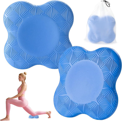 2 Pack Yoga Knee Pads Mat Set - Extra Thick Foam Kneeling Pad Cushion for Knees, Elbows, Wrists, Head - Yoga Essentials for Women Men, Non-Slip Pilates, Meditation, Floor Workouts